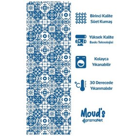 Resim Türkiye Etnik Desenli Baskılı Süet Runner Masa Örtüsü 