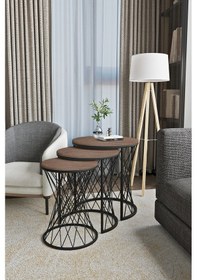 Resim Emga Home Zenith Zigon Sehpa - Ceviz Ceviz 