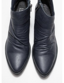 Resim Luvishoes Luvi Shoes Rule Lacivert Hakiki Deri Kadın Kalın Topuklu Bot Lacivert 