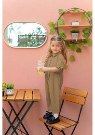 Resim Oliven The Kid Oliventhekid Yakalı Pileli Kız Çocuk Tulum Kahverengi Kahverengi 