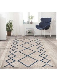 Resim İskandinav Tarzı Sonsuz Karo Desenli Halı Salon Mutfak Halısı Yolluk Krem Kaymaz Taban Krem 