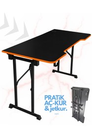 Resim XMAX / JetKur Siyah MDF Bilgisayar Oyuncu Masası 140x70cm Sallanmaz Metal Ayaklı - Pratik Kurulum 