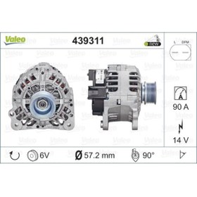 Resim Valeo ALTERNATOR 14V 90A A3 A4 CORDOBA IBIZA BORA CADDY II II GOLF IV1,4 / 1,6 / 1,8 / 2,0 - 439311 