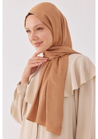 Resim Mirsoy Scarf Halka Desen Parlak Jakar Şal - Kum Beji Kum Beji 