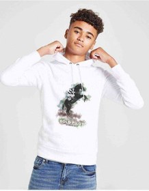 Resim Bold Pilot Baskılı Unisex Çocuk Kapüşonlu Beyaz Sweatshirt Beyaz 