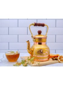 Resim PremiumPort El Işlemeli 1.3 L Nostaljik Bakır Demlik, Çaydanlık ve Su Isıtıcı 