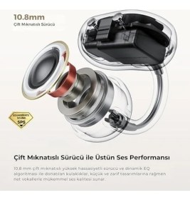 Resim Soundpeats Pop Clip Open-Ear Enc Ows Bluetooth 5.4 Kablosuz Kulaklık Beyaz 