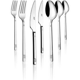 Resim Avcı Duru 7 Parça Tek Kişilik Çatal Kaşık Bıçak Takımı Gümüş 