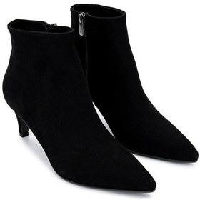 Resim Tamer Tanca Kadın Hakiki Deri Siyah Süet Topuklu Bot 1074 2048 Bn Bot Sk24-25 Sıyah Suet Siyah Süet 