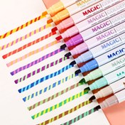 Resim 6/12'li Set Sihirli Renk Değiştiren Floresan Kalem Seti, Çift Uçlu Keski Uçlu 12 Yumuşak Renk Floresan Markerlar, Gökkuşağı Kalem Günlük Karikatür DIY Not Boyama, Paskalya Süslemesi, Sanat Malzemeleri 
