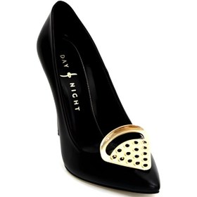 Resim Siyah Hakiki Deri-rugan Tokalı Bayan Stiletto Topuk Ayakkabı Siyah 