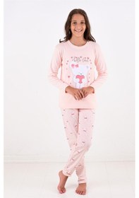 Resim Kız Çocuk Uzun Kollu Fiyonklu Ayıcık Model Pijama Takımı-pembe Pembe 