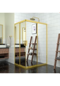 Resim Tekno Duş Gold Rigel 6mm Reflekte Cam Dikdörgen Duşakabin Şeffaf 