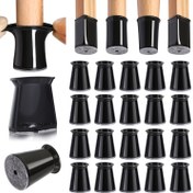 Resim 24 Adet Siyah Silikon Sandalye Bacak Koruyucuları, Cilalı Metal Kaplama - Çizilmez, Keçe Pedli Kolay Kayar Mobilya Kapakları, Gürültü Azaltıcı, Ev & Ofis Kullanımı İçin Çok Yönlü Uyum, Sandalye Bacak Zemin Koruyucuları 