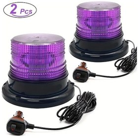 Resim Tongdashop Mor 2 Adet Amber Led Beacon Işığı Manyetik Taban 12-24v Mini Güvenlik Aydınlatma 