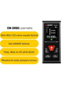 Resim Sevgift SW-DR60 Çift Yön Lazerli Lazermetre 60M+60M | Dikey ve Yatay Ölçüm 