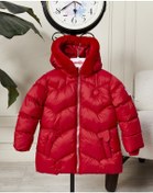 Resim Kız Bebek Kapüşonlu Fermuarlı Şişme Mont 51351 Kırmızı 