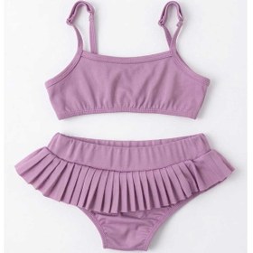 Resim Beniizle Fırfırlı Kız Çocuk Bikini Takımı Gül Kurusu 