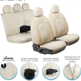 Resim Volvo S40 Uyumlu Yarı Deri Oto Koltuk Kılıfı Ön Arka Set Chester Serisi Bej Fs 