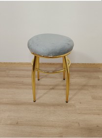 Resim Evko Mobilya Tabure, Bar Taburesi, 2'li Tabure, Gold Ayaklı-gri 