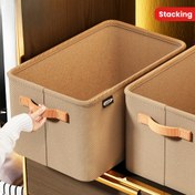 Resim 1 adet Modern Kumaş Depolama Kutusu Saplı, Yığılabilir Depolama Sepeti, Çok Fonksiyonlu Giysi ve Oyuncaklar Depolama Kutusu, Güçlü Kalınlaştırılmış Çerçeve, Ev, Yurt, Gardırop, Yerden Tasarruf Sağlayan Gereksinimler için Uygun, Kitaplık Sepet, Raf Sepetleri 