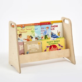 Resim Doğal Huş Montessori Kitaplık (2 Raflı) – Sade Tasarım 