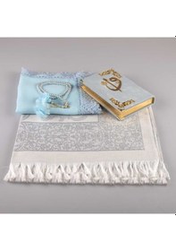 Resim Şal + Seccade + Tesbih + Kuran Hediye Seti (Çanta Boy, Kadife, Aç 