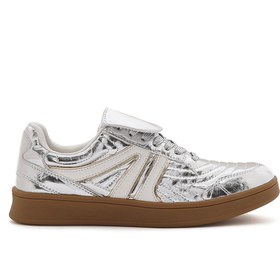 Resim Derimod Kadın Gümüş Bağcıklı Metalik Sneaker 25SFD430632 