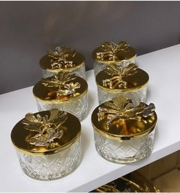 Resim Dekoratif Gold Kapaklı 6'lı Tatlı Kasesi Sunumluk,dondurmalık,ikramlık Cam Gold 