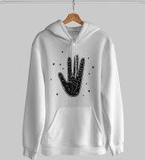 Resim Kosmotik El Falı Oversize Unisex Kapüşonlu Sweatshirt 