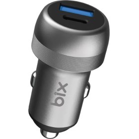 Resim Bix BXAC100W 100W Type-C Pd 65W ve Usb-A Qc 35W Pps Destekli Çift Çıkışlı Mini Araç Içi Hızlı Şarj Cihazı Gri 