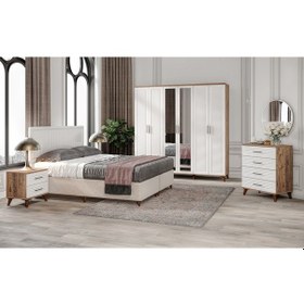Resim Paris 6 Komple Mdf Atlantik Çam-beyaz Yatak Odası 