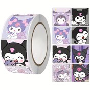 Resim Sanrio Kuromi 500pcs Roll, Glossy Finish, Cartoon Pattern, Self-Adhesive, Round Paper Stickers for Journals, Laptops, DIY Crafts, Perfect for Birthdays, Christmas, New Year Gifts 