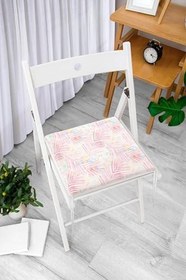 Resim RealHomes Renkli Puantiyeli Zeminde Renkli Yaprak Motifli Dekoratif Fermuarlı Sandalye Minderi 