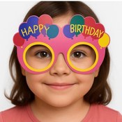 Resim Balon Desenli Karton Doğum Günü Gözlükleri 6 Adet Pembe Renk 1 