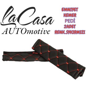 Resim la casa LACASA AUTOmotive Oto Emniyet Kemer Pedi 4-adet,(BOYUN RAHATLATICI)SİYAH-KIRMIZI 