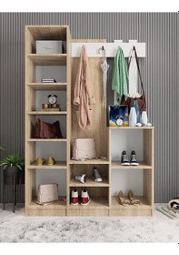 Resim Efes Portmanto Vestiyer Meşe Beyaz-120 cm 