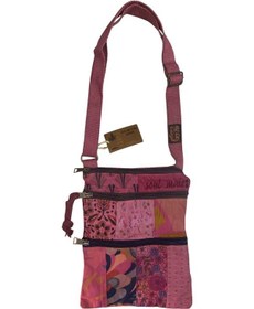 Resim Vintage Renkli Etnik Salaş Küçük Boy Plaj Günlük Kadın Kol Omuz Çantası 24cm X 29cm Pembe 