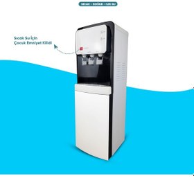 Resim Pompalı Sıcak Soğuk Ilık 3 Musluklu Arıtmalı Su Sebili - Beyaz Si 