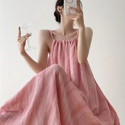 Resim Kadınlar İçin Pembe Tie-Dye Kolsuz Maksi Elbise - Ayarlanabilir Bel Bağcıklı, Şık ve Rahat Yazlık Plaj Elbisesi, Hafif Yazlık Akıcı Kesim, Yumuşak Kumaşlı, Sadece Elde Yıkanır 