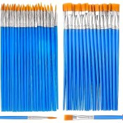 Resim 200 Düz ve Sivri Plastik Fırça Sapları, Geniş Başlı Profesyonel Naylon Kıllı Boya Fırçaları, Ergonomik Plastik Tutuş ile Rahat Kullanım, Mavi/Siyah/Pembe Saplar Sarı Kıl, DIY El Sanatları ve Suluboya İçin İdeal 