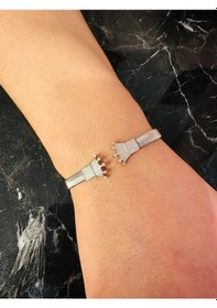 Resim Gümüş Erkek Bileklik ,0.15 Karat Doğal Beyaz Safir Taşlı 