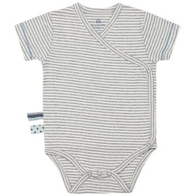 Resim Organicera Organicera Organik Kısa Kollu Kimono Body, Gri Melanj Çizgili Gri 