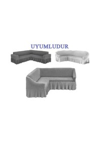 Resim StarMall Bürümcük Köşe Koltuk Örtüsü, Kanepe, Koltuk Kılıfı, Eteli Antrasit 