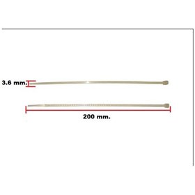Resim Gt 200x36pbk Plastik Cırt Kelepçe 20 Cm X 3.6 Mm Beyaz Kablo Bağı 100 Adet 