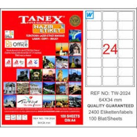 Resim Tanex Printer Lazer Yazıcı Etiketi Tw-2024 64X34 