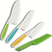 Resim 4/5/13 parça Çocuk Bıçağı Seti, Gençlerin Güvenli Pişirme Bıçağı ile Püsküllü Kesici, Çizgili Kenarlı Plastik Gençlerin Bıçağı Gerçek Pişirme ve Meyve, Ekmek, Marul Kesimi için - Gençlerin Mutfak Aracı Seti, Plastik Gençlerin Güvenli Bıçağı, Ahşap Bıçak, Patates Dilimleyici, Soyucu ve Kesme Tahtası 