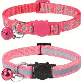 Resim 2 Adet Reflektif Kedi Tasması Zillerle - Yavru Kediler & Küçük Köpekler İçin Dayanıklı Naylon Güvenlik Tasması, Çıkarılabilir Aksesuar, Kediler İçin Tasmalar 