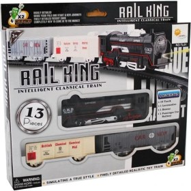 Resim Duman Oyuncak Rail King 13 Parça Pilli Oyuncak Tren Seti 