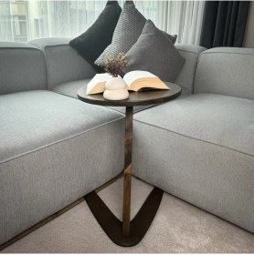 Resim Furnirem Masif Çam Ahşap Z Sehpa Kanepe Yanı Modern Sehpa 40x55 Cm Koyu Ceviz 